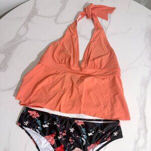 Tankini Swimsuit Set - Halter Style